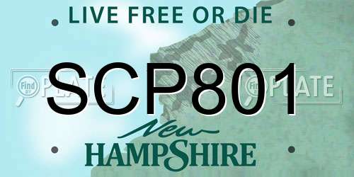 SCP801 New Hampshire License Plate