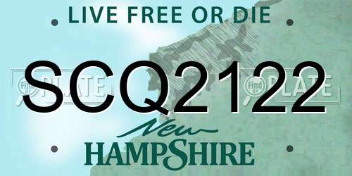 SCQ2122 New Hampshire License Plate