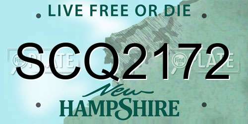 SCQ2172 New Hampshire License Plate
