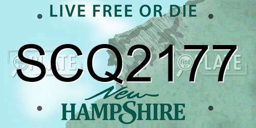 SCQ2177 New Hampshire License Plate
