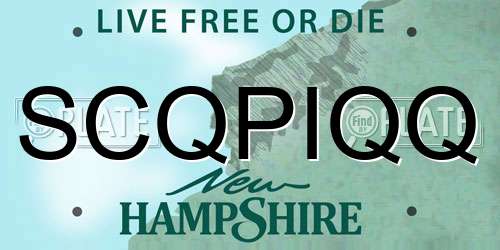 SCQPIQQ New Hampshire License Plate