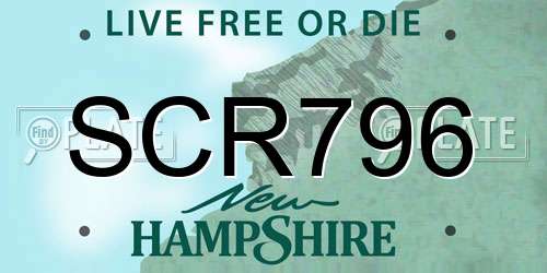 SCR796 New Hampshire License Plate