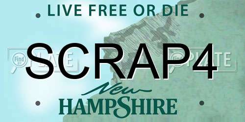SCRAP4 New Hampshire License Plate