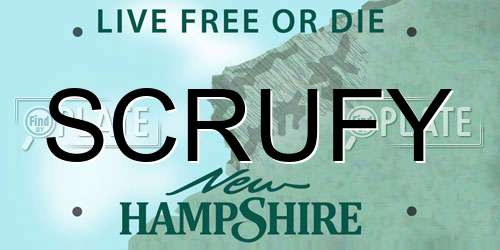 SCRUFY New Hampshire License Plate