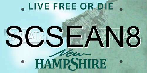SCSEAN8 New Hampshire License Plate