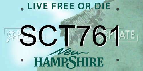 SCT761 New Hampshire License Plate