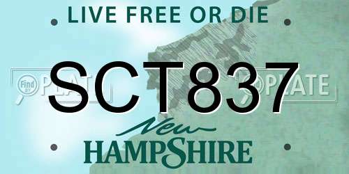 SCT837 New Hampshire License Plate