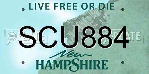 SCU884 New Hampshire License Plate