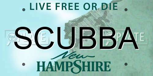 SCUBBA New Hampshire License Plate