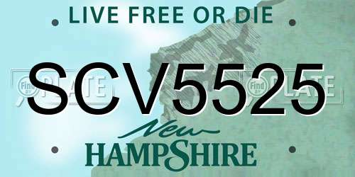 SCV5525 New Hampshire License Plate