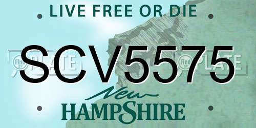 SCV5575 New Hampshire License Plate