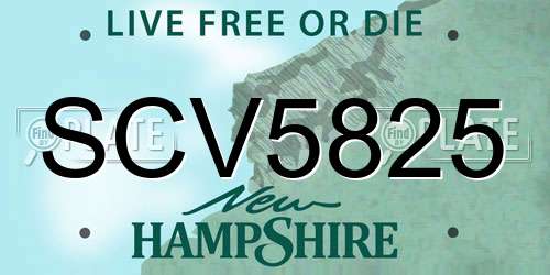 SCV5825 New Hampshire License Plate