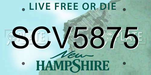 SCV5875 New Hampshire License Plate