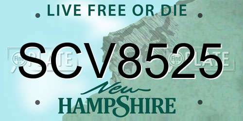 SCV8525 New Hampshire License Plate