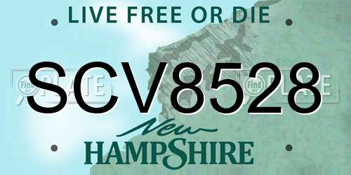 SCV8528 New Hampshire License Plate