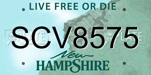 SCV8575 New Hampshire License Plate