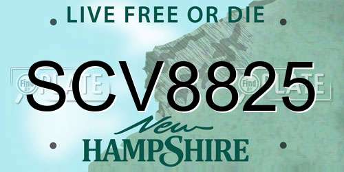 SCV8825 New Hampshire License Plate