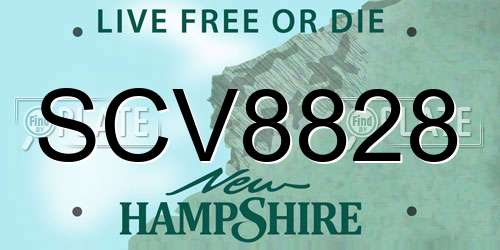 SCV8828 New Hampshire License Plate