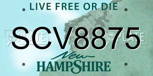 SCV8875 New Hampshire License Plate