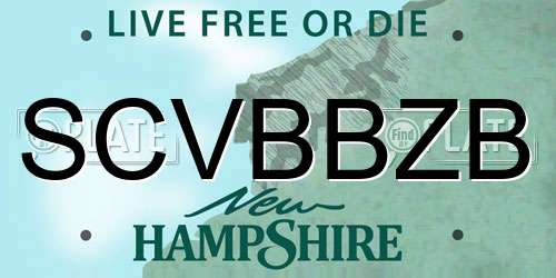 SCVBBZB New Hampshire License Plate