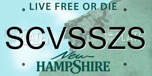SCVSSZS New Hampshire License Plate
