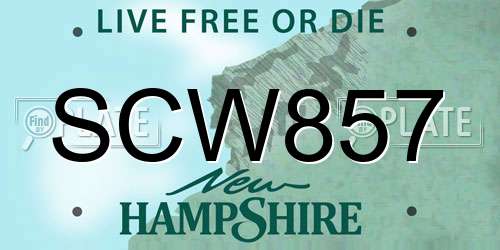 SCW857 New Hampshire License Plate