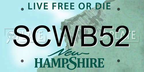 SCWB52 New Hampshire License Plate