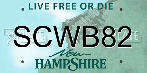 SCWB82 New Hampshire License Plate