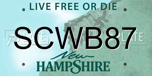 SCWB87 New Hampshire License Plate