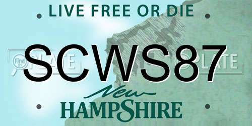 SCWS87 New Hampshire License Plate