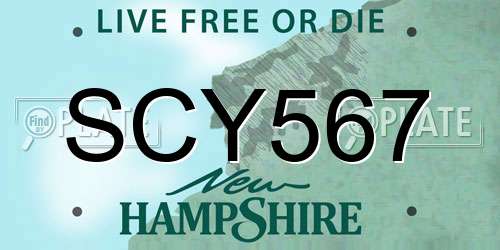SCY567 New Hampshire License Plate