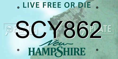SCY862 New Hampshire License Plate