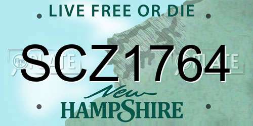 SCZ1764 New Hampshire License Plate