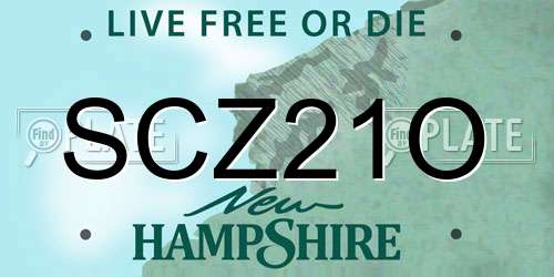 SCZ21O New Hampshire License Plate