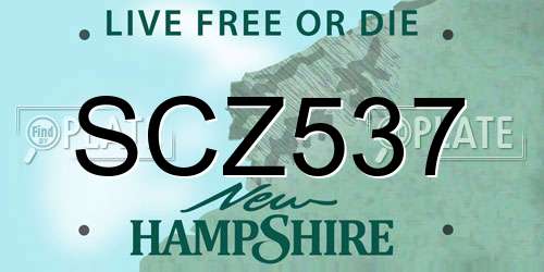 SCZ537 New Hampshire License Plate