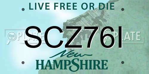 SCZ76I New Hampshire License Plate