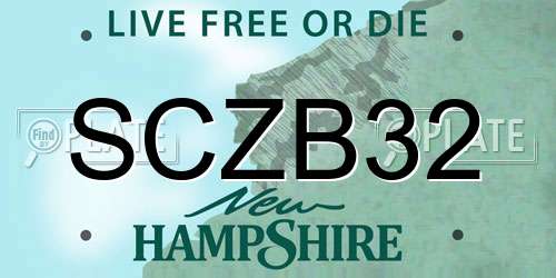 SCZB32 New Hampshire License Plate