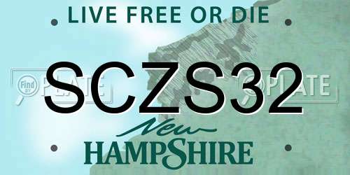 SCZS32 New Hampshire License Plate