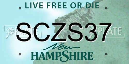 SCZS37 New Hampshire License Plate