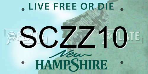 SCZZ10 New Hampshire License Plate