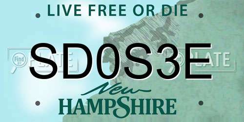 SD0S3E New Hampshire License Plate