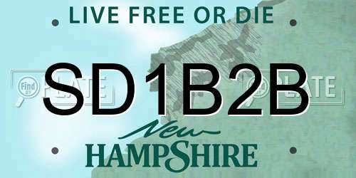 SD1B2B New Hampshire License Plate