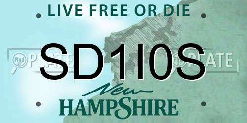 SD1I0S New Hampshire License Plate