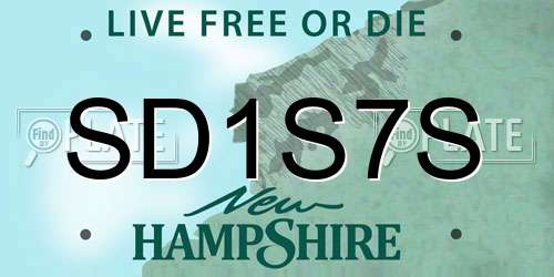 SD1S7S New Hampshire License Plate