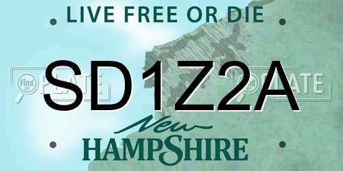 SD1Z2A New Hampshire License Plate