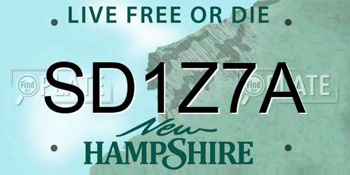 SD1Z7A New Hampshire License Plate