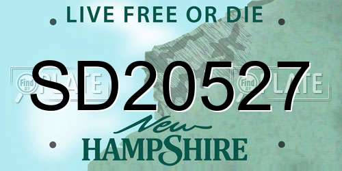 SD20527 New Hampshire License Plate