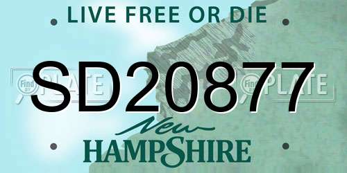 SD20877 New Hampshire License Plate