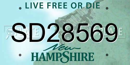 SD28569 New Hampshire License Plate