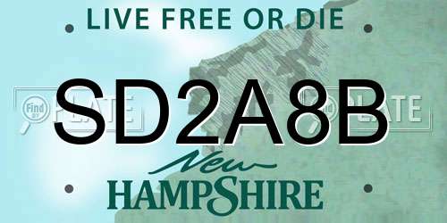 SD2A8B New Hampshire License Plate